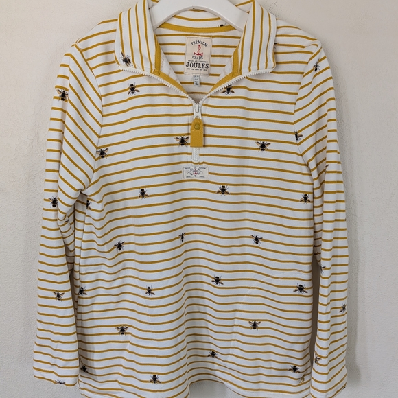 Joules Women's Bumble Bee Funnel Neck Sweater Size 6 Pullover Striped Pockets - Picture 1 of 10